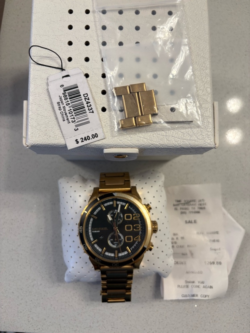 Diesel Gold Tone Men's Chronograph Watch with Black Dial